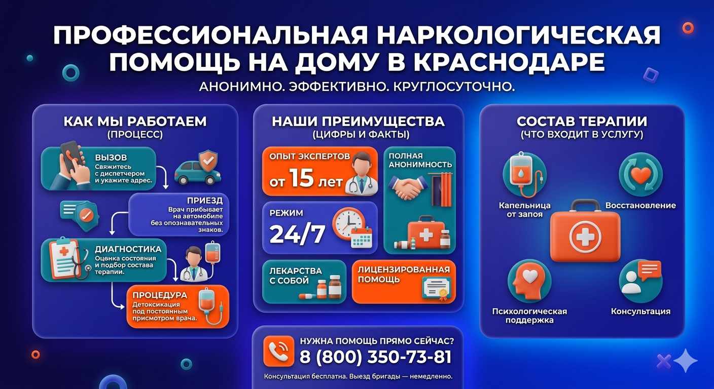 Инфографика о принципах лечения алкоголизма на дому в Твери: этапы вызова нарколога, преимущества анонимной детоксикации и состав медицинской помощи.